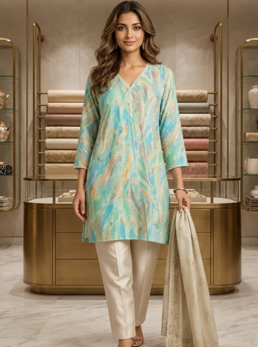 Abstract Swirl Designer Short Kurti