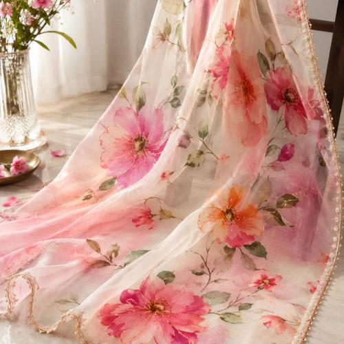 Floral Bloom Organza Dupatta