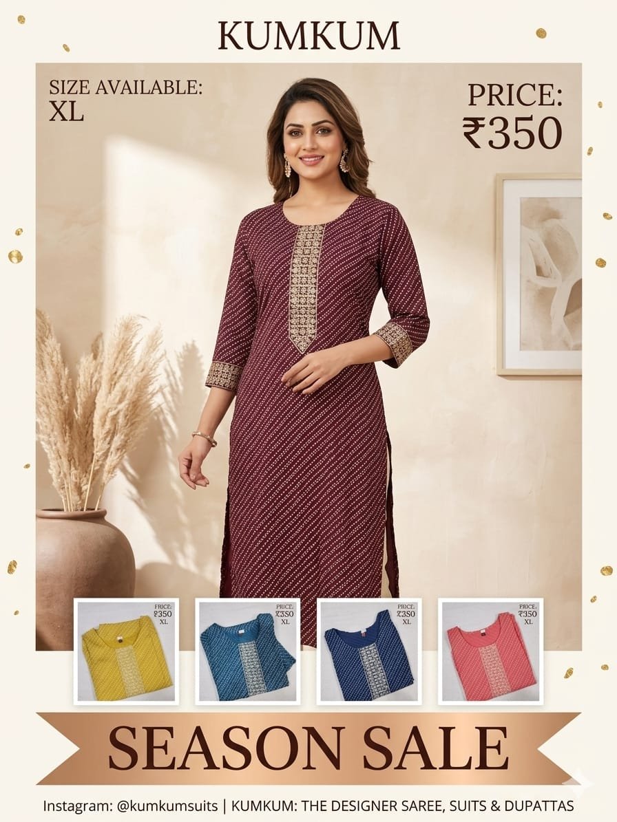 Kumkum Classic Printed Kurti – Wine Maroon