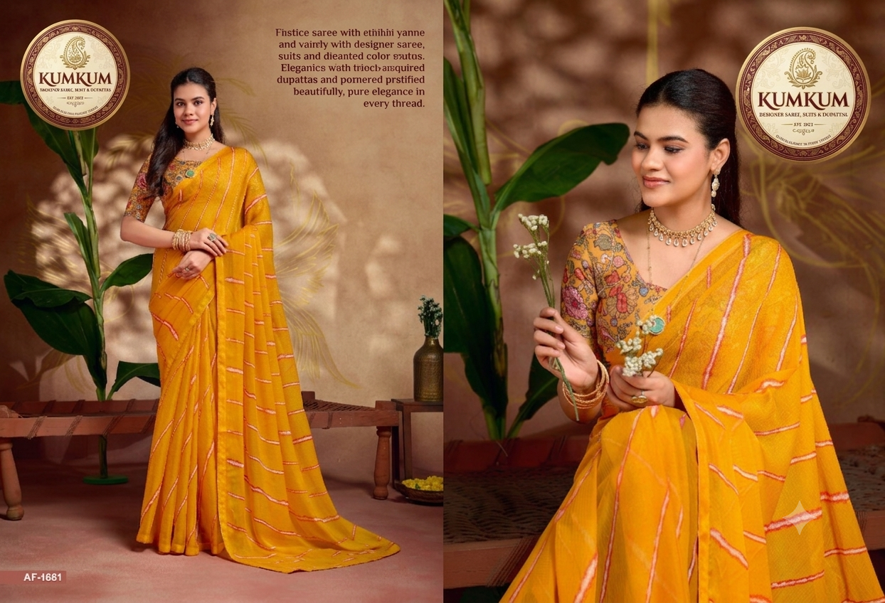 Mustard Yellow Shibori Stripe Saree with Floral Blouse