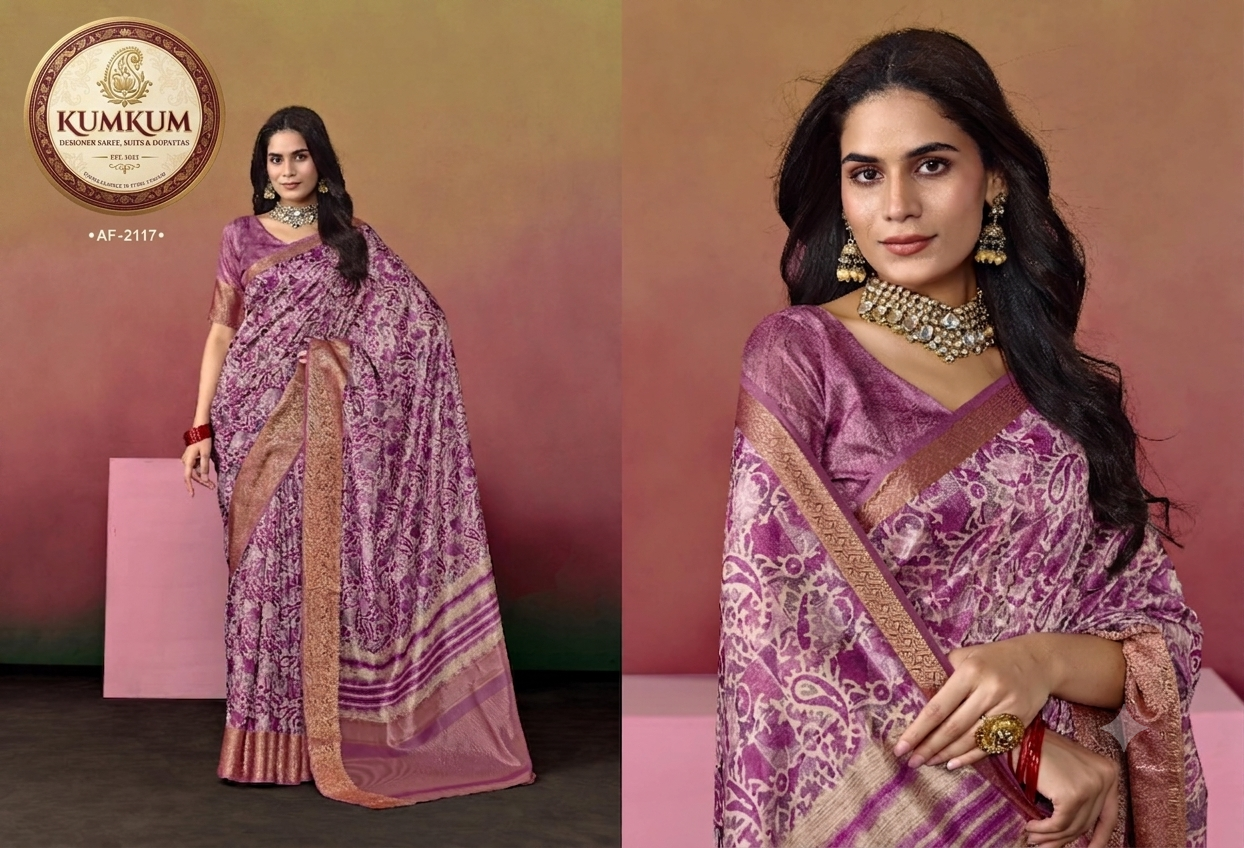 Vibrant Magenta Paisley Print Saree