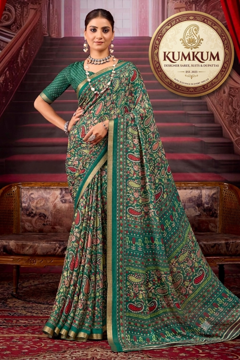 Emerald Green Festive Saree