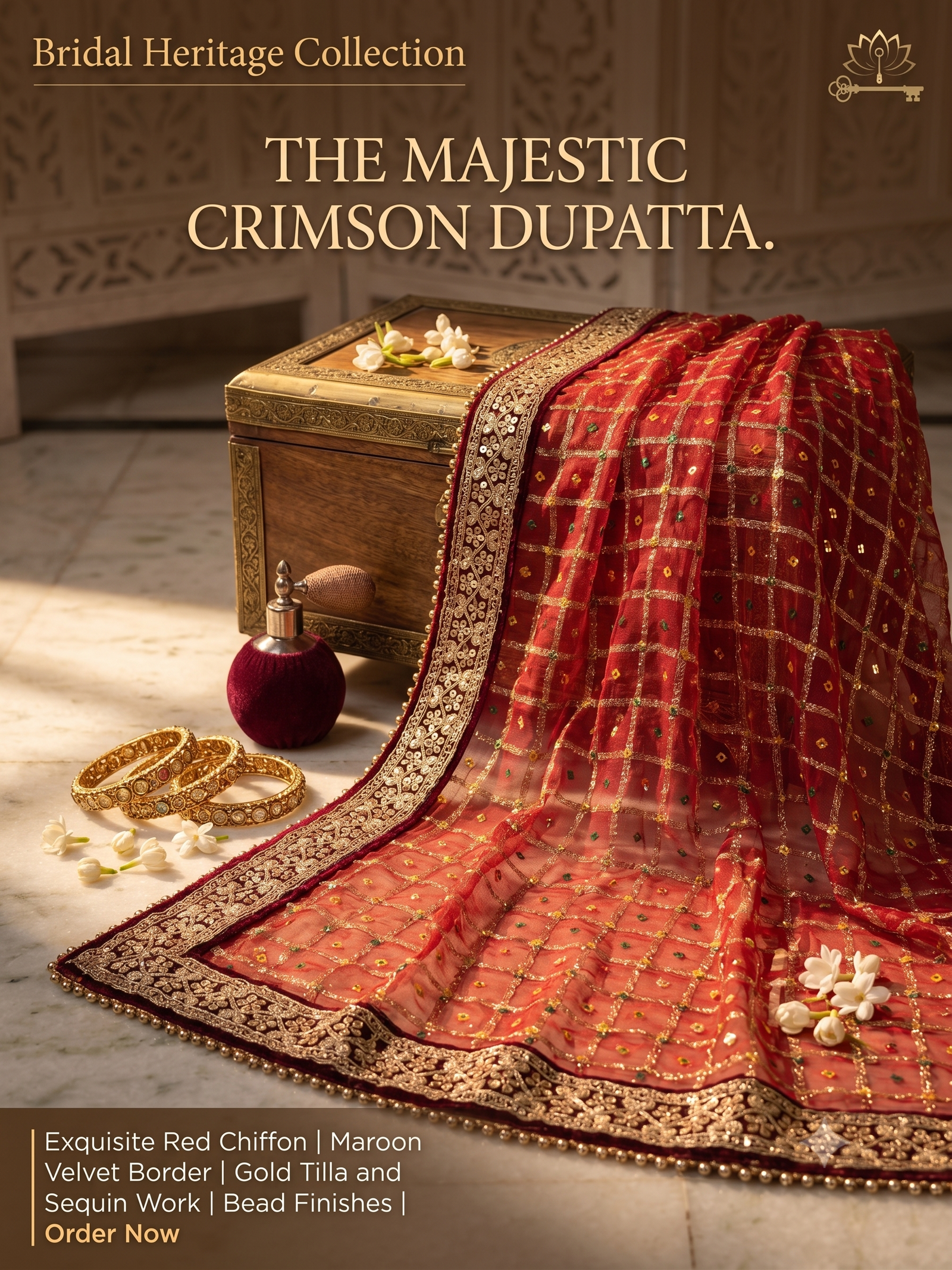 Premium Sheer Chiffon bridal dupatta