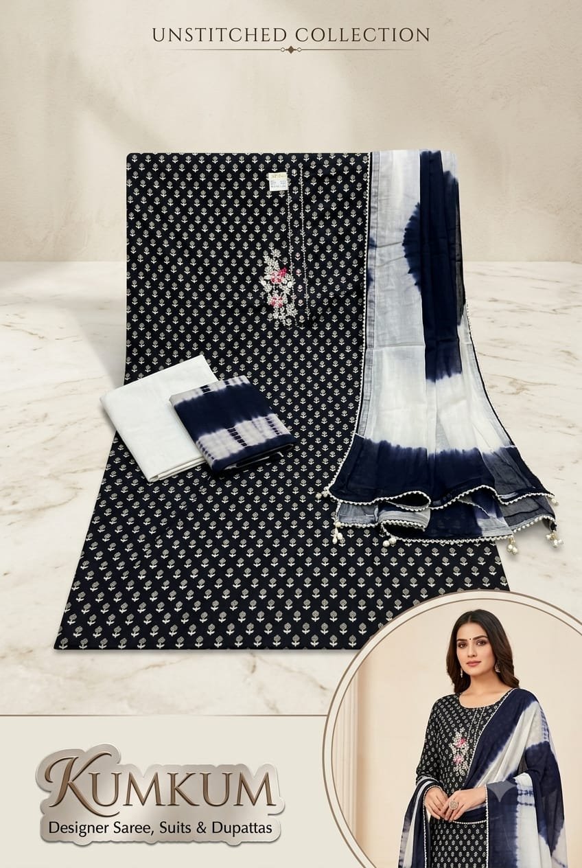 Black & White Cotton Block Print Suit Set