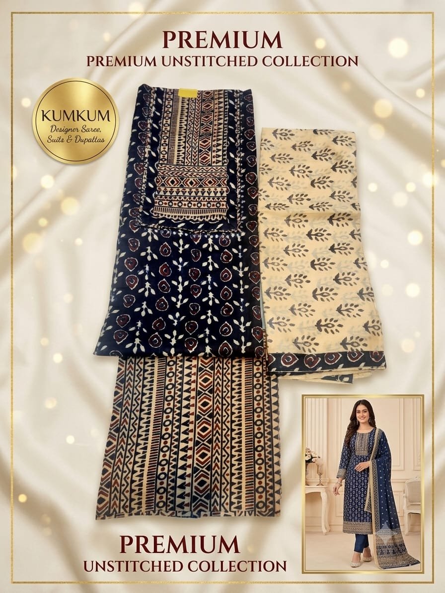 Classic Black Batik Print Premium Unstitched Suit