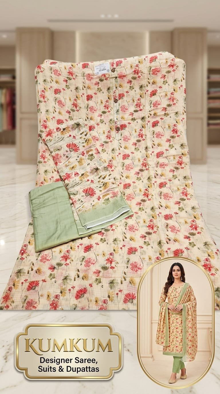 Cream & Lemon Yellow Floral Super Net Suit Set