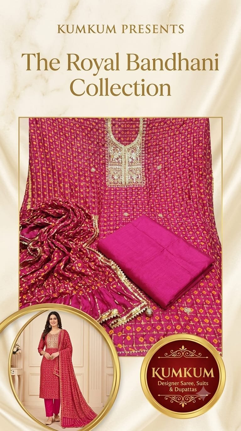 Magenta Royal Bandhani Silk Suit Set