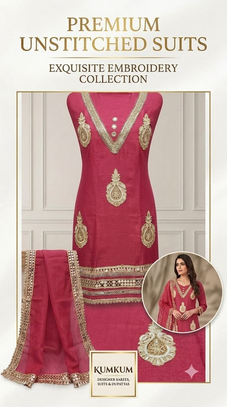 Magenta Premium Silk Embroidered Suit