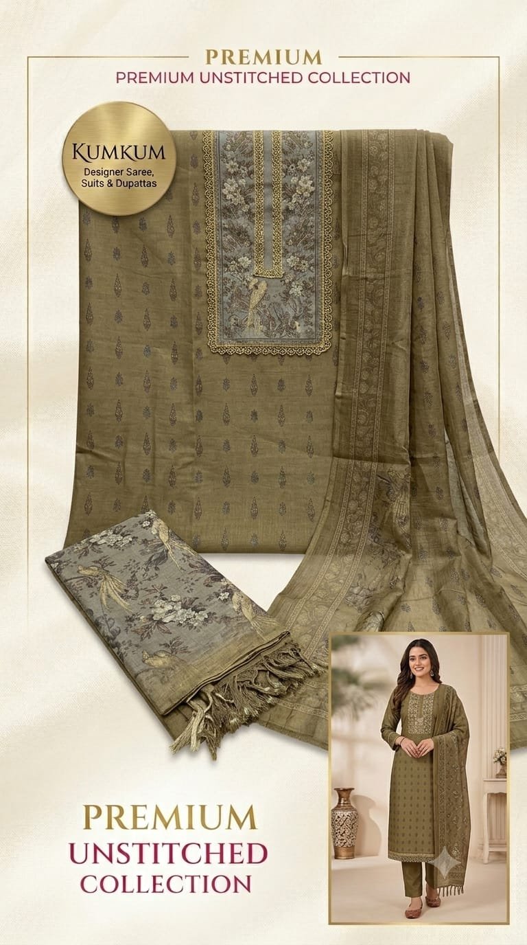 Mud Yellow Linen Premium Unstitched Suit