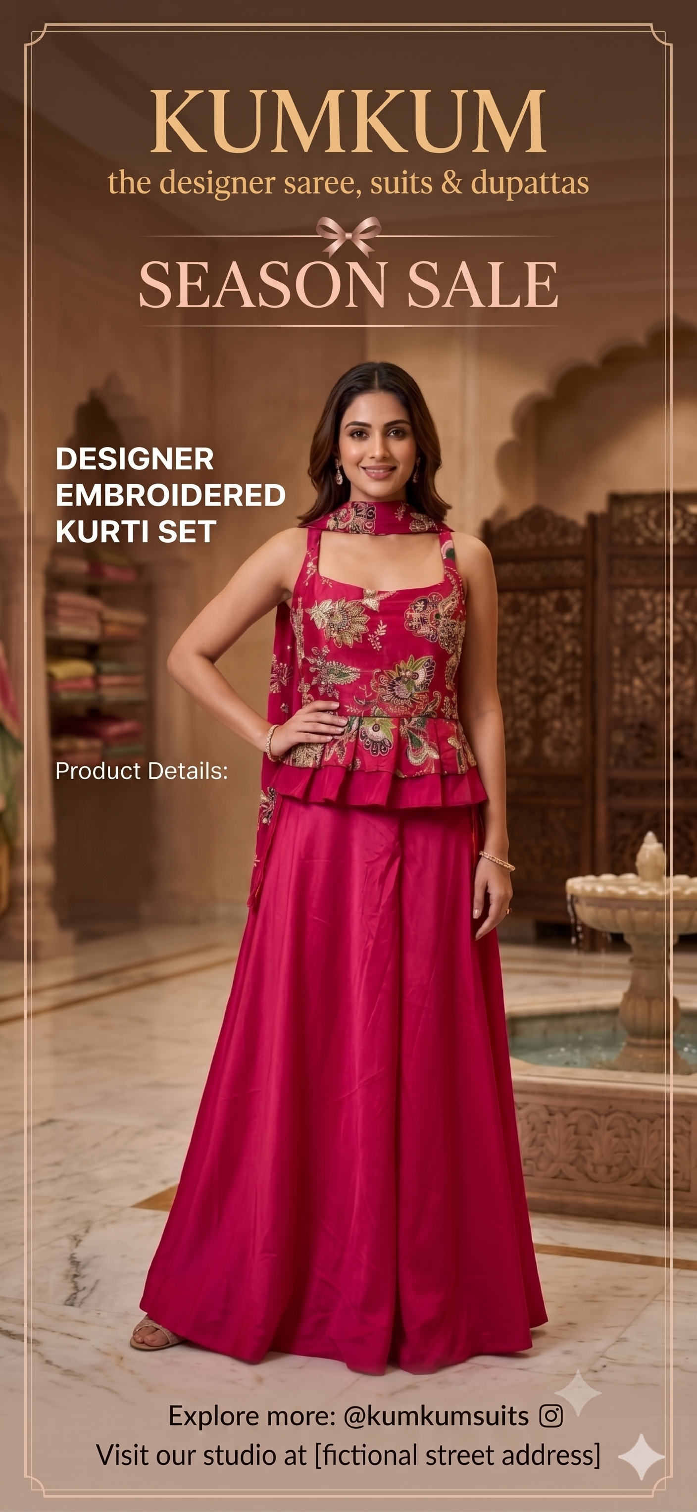 Pinkish margenta sharara set with sleeves