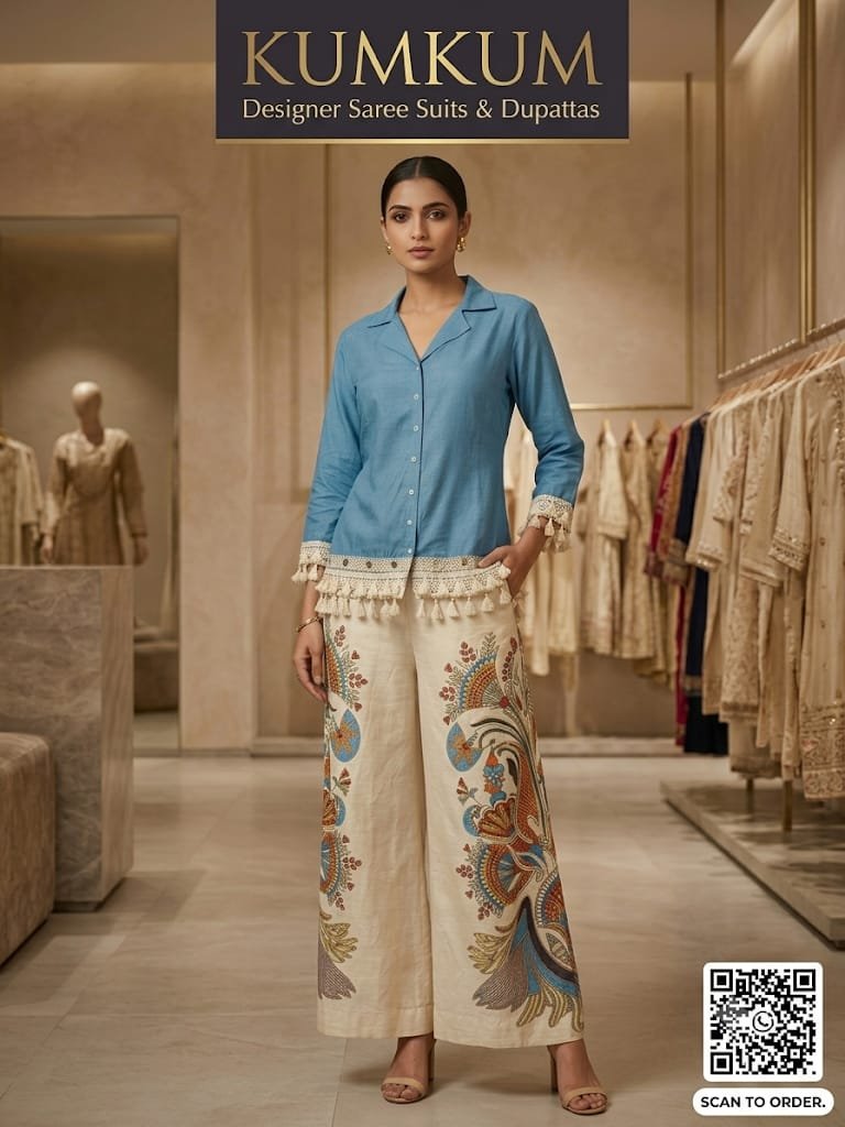 Bohemian Tassel Shirt & Kalamkari Palazzo Set