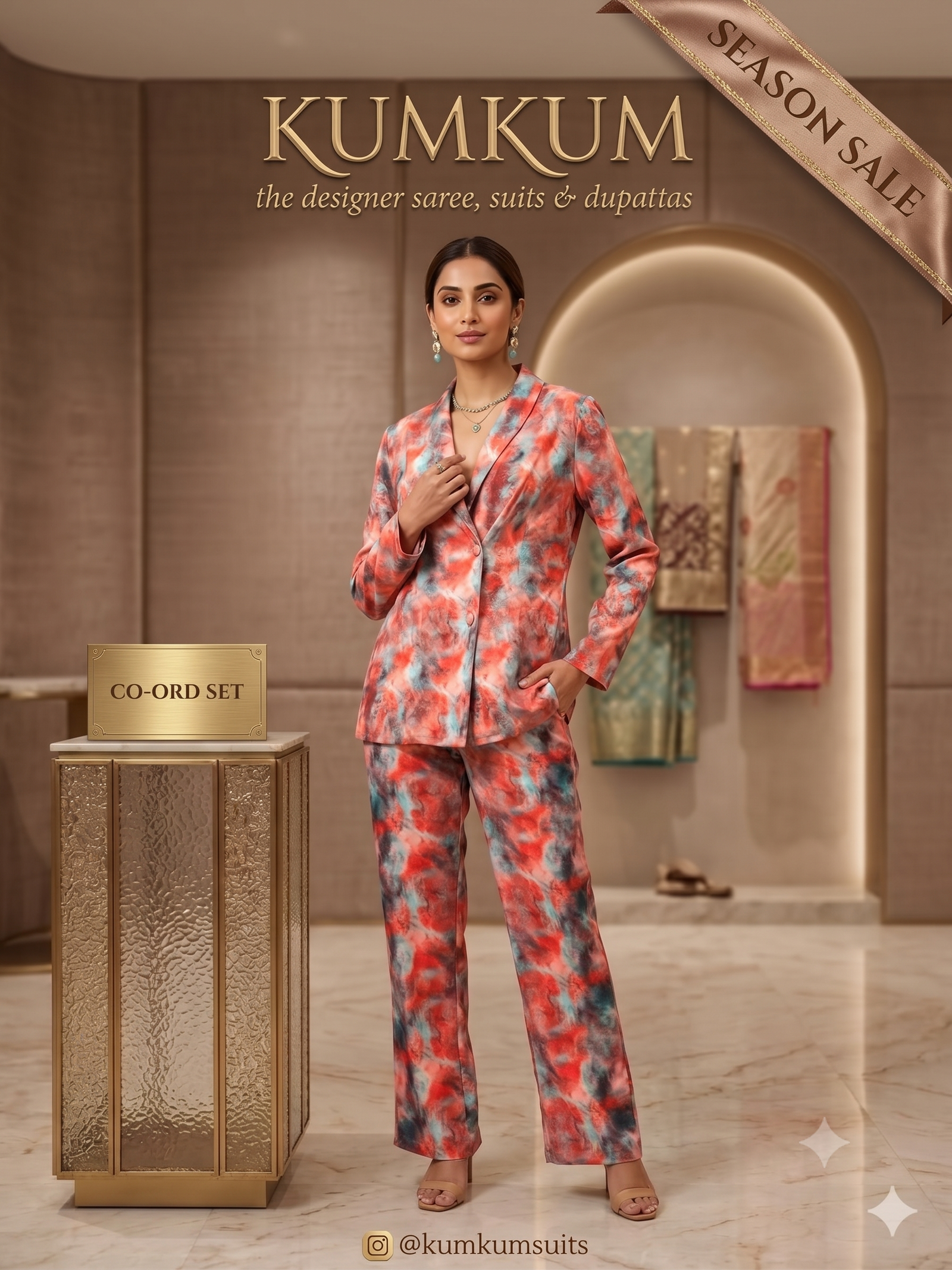 Abstract Watercolor Power Suit Co-ord
