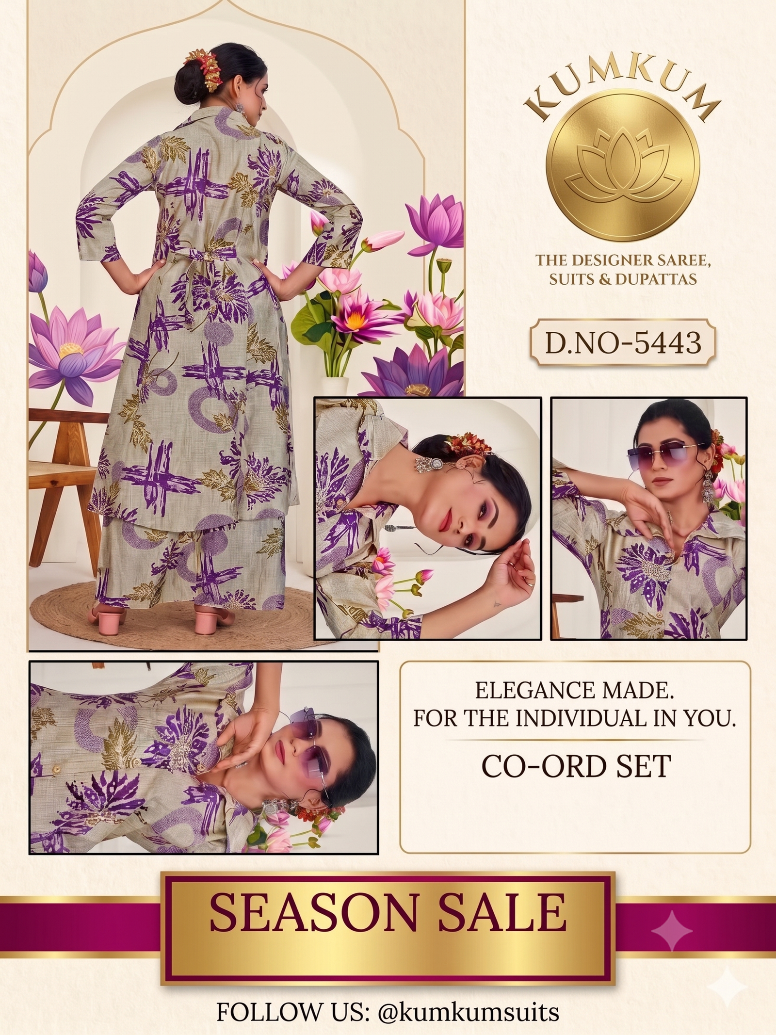 Lilac & Sage Abstract Print Tunic & Palazzo Set